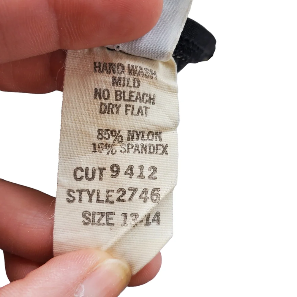 Vintage Sassafras black neon floral one piece swimsuit wrap open back medium - Picture 7 of 7